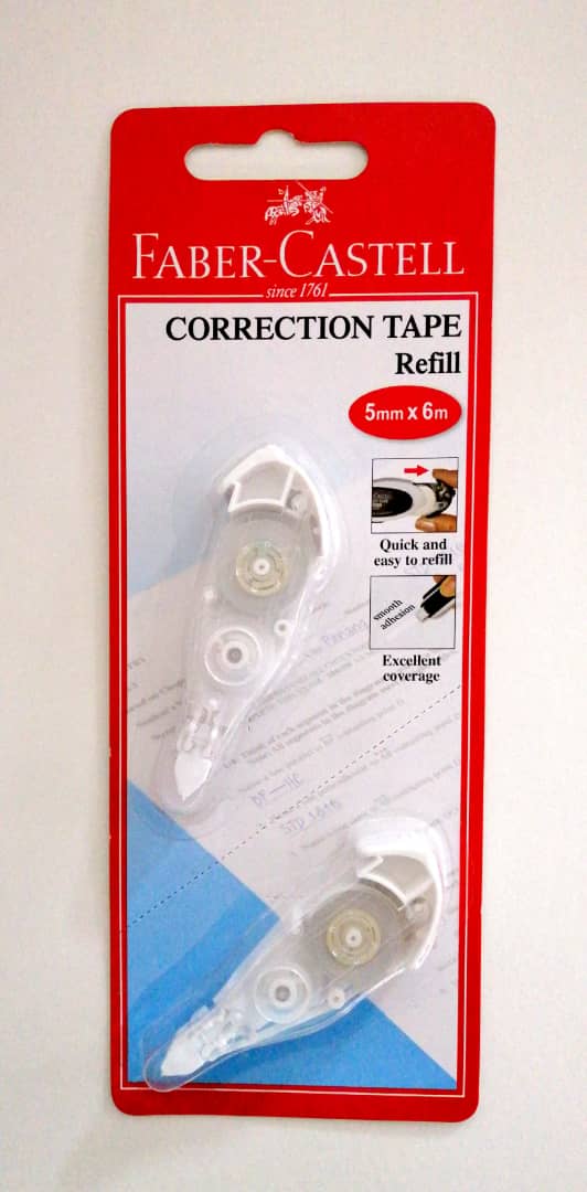 FABER-CASTELL CORRECTION TAPE REFILL BLISTERCARD OF 2 (5MM X 6M