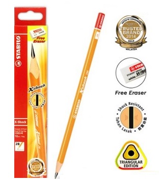 New 12 Stabilo X-shock 286 2B Pencils with FREE  Eraser 