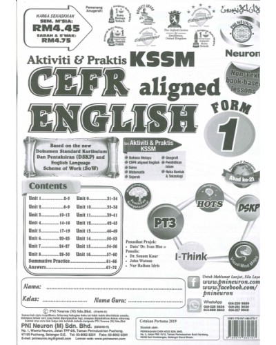 AKTIVITI & PRAKTIS KSSM EXERCISE BOOK CEFT ALIGNED ENGLISH FORM 1
